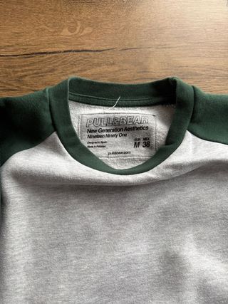 Jersey pull and bear hombre M gris verde