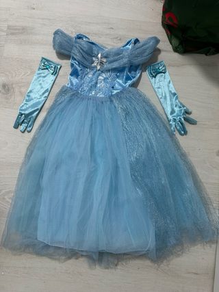 Disfraz Cenicienta azul con guantes