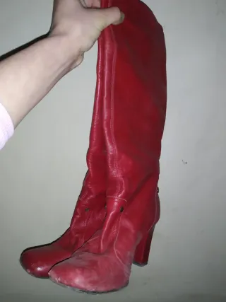 Stivali Denny Rose Pelle Rossa Usati Vintage