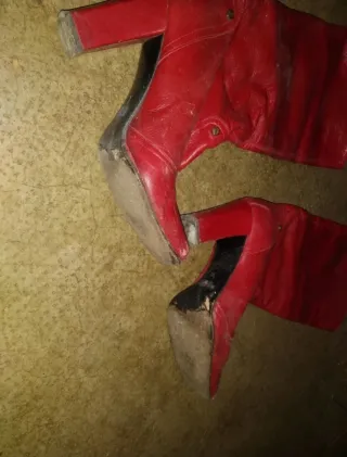 Stivali Denny Rose Pelle Rossa Usati Vintage