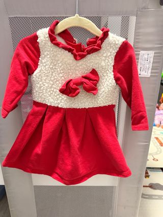Vestido niña rojo y blanco