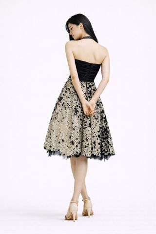 Vestido fiesta midi negro y plateado | lentejuelas