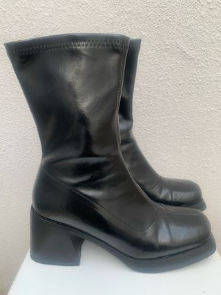 Botín piel sintética tacón plataforma mujer T.39