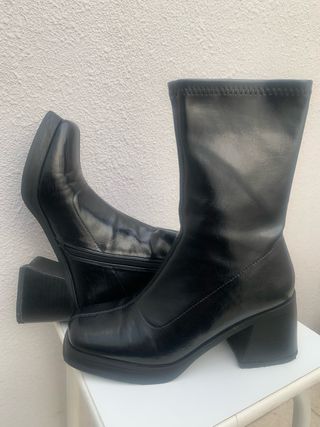 Botín piel sintética tacón plataforma mujer T.39