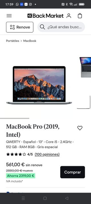 MACBOOK PRO 2019 I5/8/512