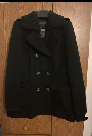 Caban in panno e maglia di lana nero