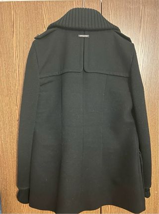 Caban in panno e maglia di lana nero