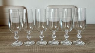 Set 6 Copas Champagne Vintage Tallo Facetado