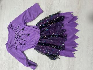 Disfraz Bruja Morado Telaraña Estrellas