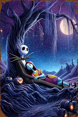 Cartel Metálico Vintage Pesadilla antes de Navidad