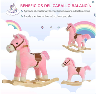 Caballo balancín HOMCOM rosa con música