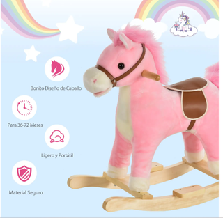 Caballo balancín HOMCOM rosa con música