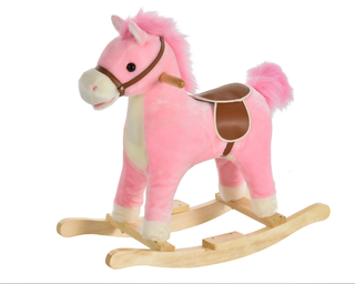 Caballo balancín HOMCOM rosa con música