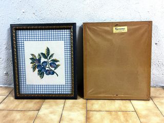 Cuadro Decorativo Frutal Azul y Dorado