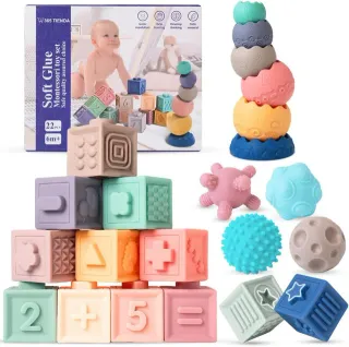 Juego apilables silicona Montessori 22 piezas