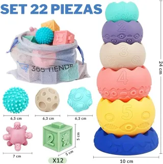 Juego apilables silicona Montessori 22 piezas