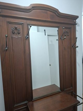 Mueble recibidor madera con espejo