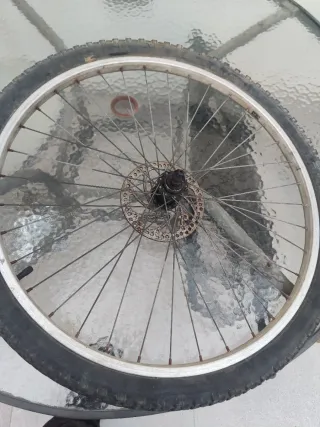 Rueda bici delantera con disco y bloqueo
