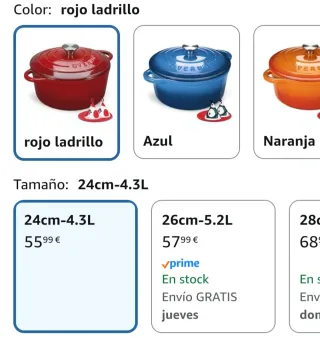 Olla Hierro Fundido Overmont Roja