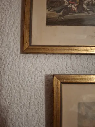 Dos cuadros antiguos de caballos