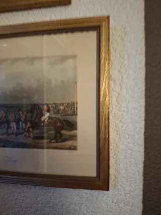 Dos cuadros antiguos de caballos