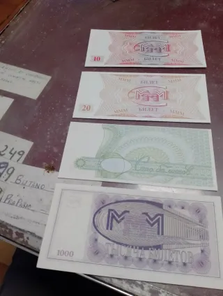 Billetes rusos MMM 10, 20, 100, 1000