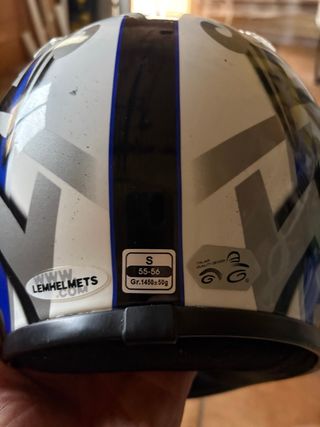 Casco de moto LEM negro y azul talla s