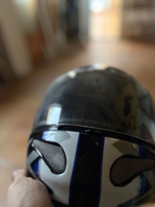 Casco de moto LEM negro y azul talla s