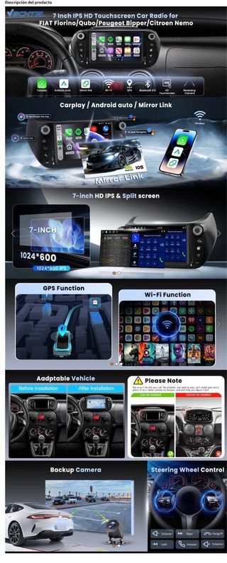 NUEVO! (190€) 4G+64G Android 15 Radio FIAT Fiorino