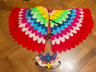 Disfraz Alas de Pájaro Arcoíris y Máscara