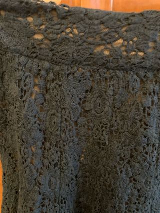 Falda Adolfo Domínguez Negra Encaje