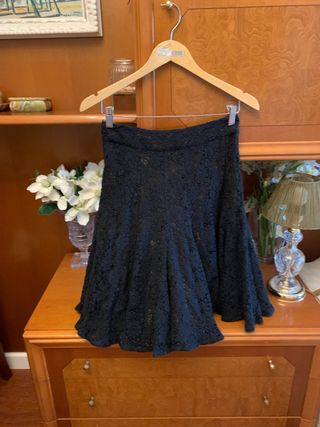 Falda Adolfo Domínguez Negra Encaje