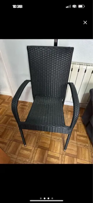 Silla ratán negra metal