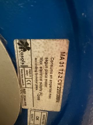 VENTILADOR CASALS CENTRIFUGO MA31 T2-2 CV 220/380