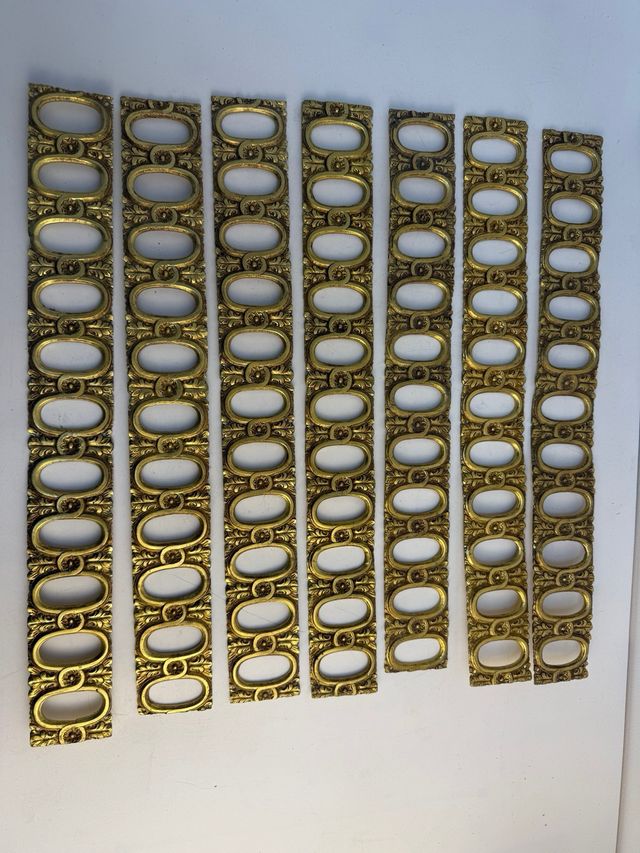 Lote 7 embellecedores bronce antiguos 40x5 cm