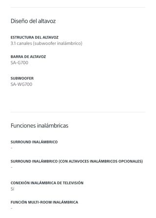 Barra de sonido Sony HT-G700