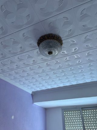 Lámpara antigua cristal y metal