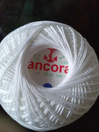 2 ovillos hilo crochet Ancora blanco 50gr