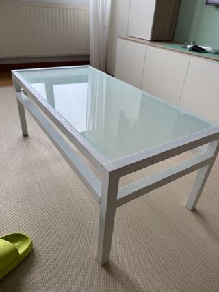 Mesa de centro blanca cristal y madera