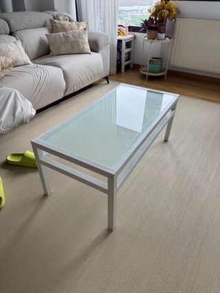 Mesa de centro blanca cristal y madera