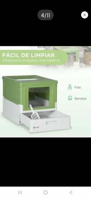 Arenero para gato con cajón y pala