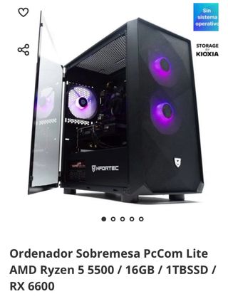Ordenador Gaming PcCom Lite Ryzen 5 5500 / 16GB /