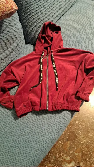 Chaqueta bomber terciopelo granate talla única