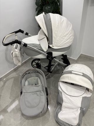 Carro de bebé 3 piezas gris y blanco