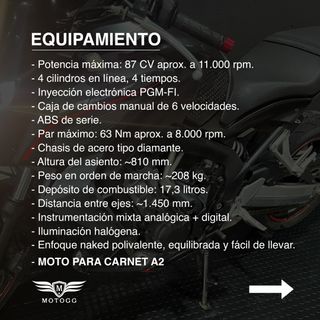 HONDA CB650 F - 2015, 41.241KM y 1 AÑO DE GARANTÍA