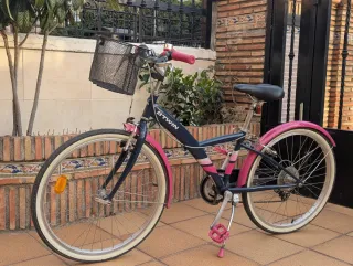 Bicicleta infantil B'TWIN azul y rosa de 24"