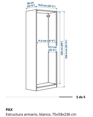 Armario Pax Ikea Blanco 75x58x236