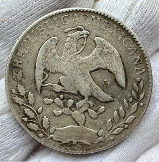 Moneda Plata MEXICO 8 Reales 1861 Guanajuato