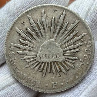 Moneda Plata MEXICO 8 Reales 1861 Guanajuato