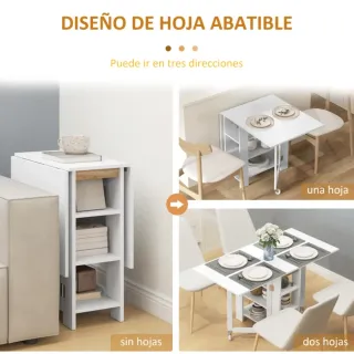 Mesa de comedor plegable con ruedas